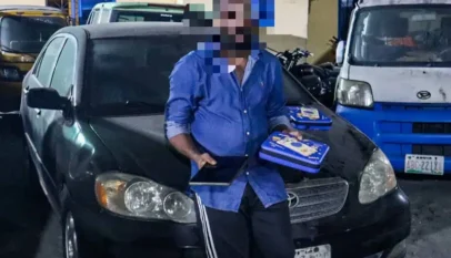 Cab hailing driver Andrew Nwanna arrested by police officers for robbing his female passengers in Port Harcourt