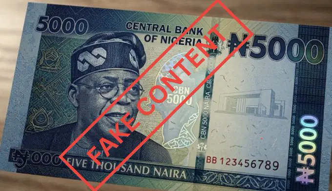 CBN disowns viral N5,000 banknote featuring Tinubu 1 CBN NOTE