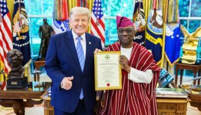 Kayode Are presents letter of credence to Trump 6 Trump and Are